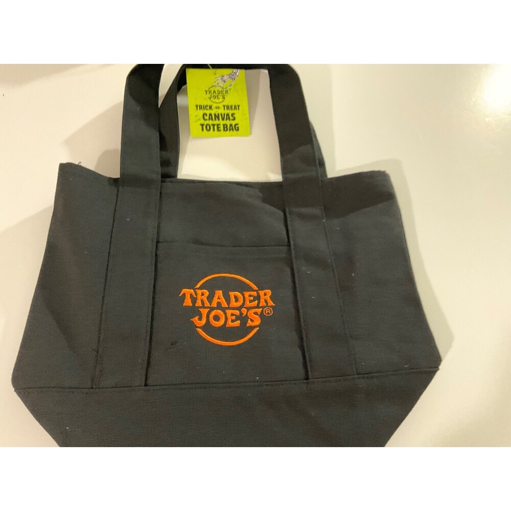 Limited Trader Joe's Mini Halloween Black Canvas Tote Bag
